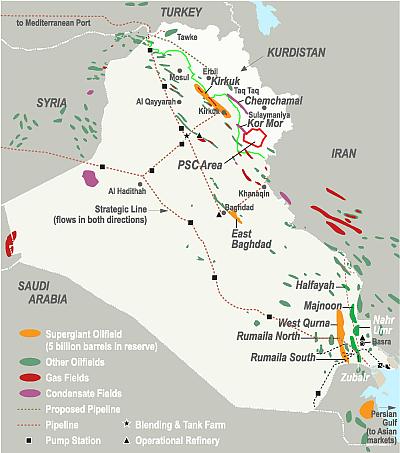 Iraq's major oil fields. Source: Energy-pedia.