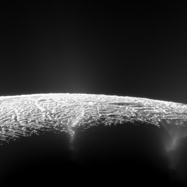 Geyser basin on Enceladus as seen from Cassini.  Image courtesy of NASA/JPL-Caltech/Space Science Institute.