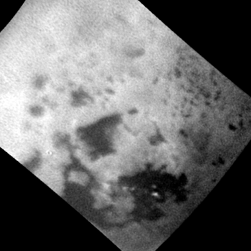 Clouds moving over the Ligeia Mare, a large methane sea of Titan, based on images taken by the Cassini orbiter.  Image courtesy of NASA/JPL-Caltech/Space Science Institute. 